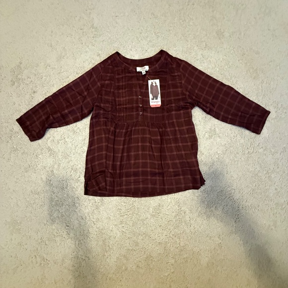 Wrangler Plaid Peasant Blouse Brown Size M NWT - Picture 6 of 13
